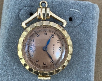 Vintage De Kalb-L  DC Creations Pendant Watch Hand Wind 10 Karat Rose Gold Filled 1 Jewel Runs