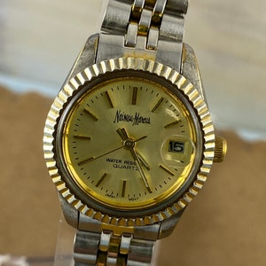 Vintage Neiman Marcus Gold Plated Ladies Watch With Date Etsy