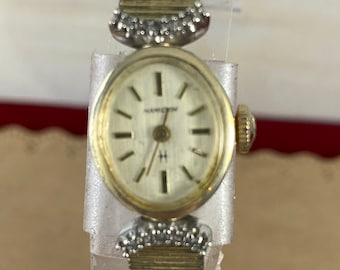 Vintage 1950's Hamilton Diamond Watch 17 Jewels Movement Case is 10K Yellow Gold Rolled Champagne dial