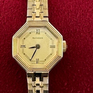 Vintage 1950s Bucherer Swiss Ladies Watch: Gold Plated Octagon Face