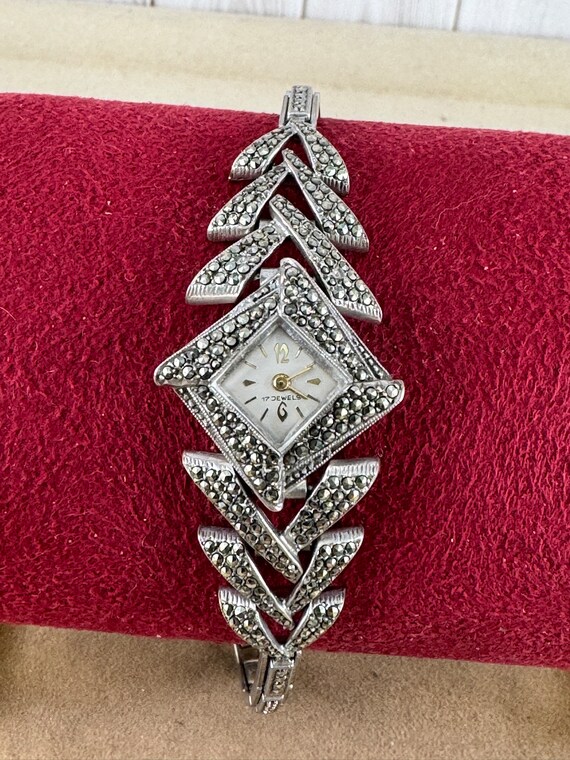 Vintage Marcasite Ladies Watch: 1920s Sterling Silver  display picture 1
