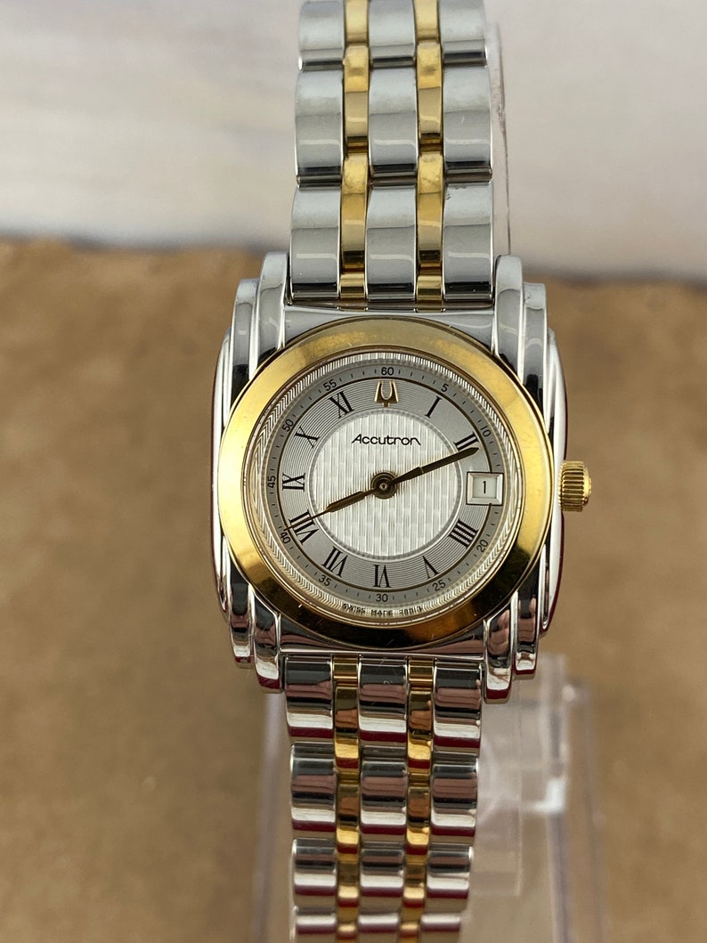 Vintage Accutron Bulova Ladies Watch: Two Tone Gold & Stainless Steel ...