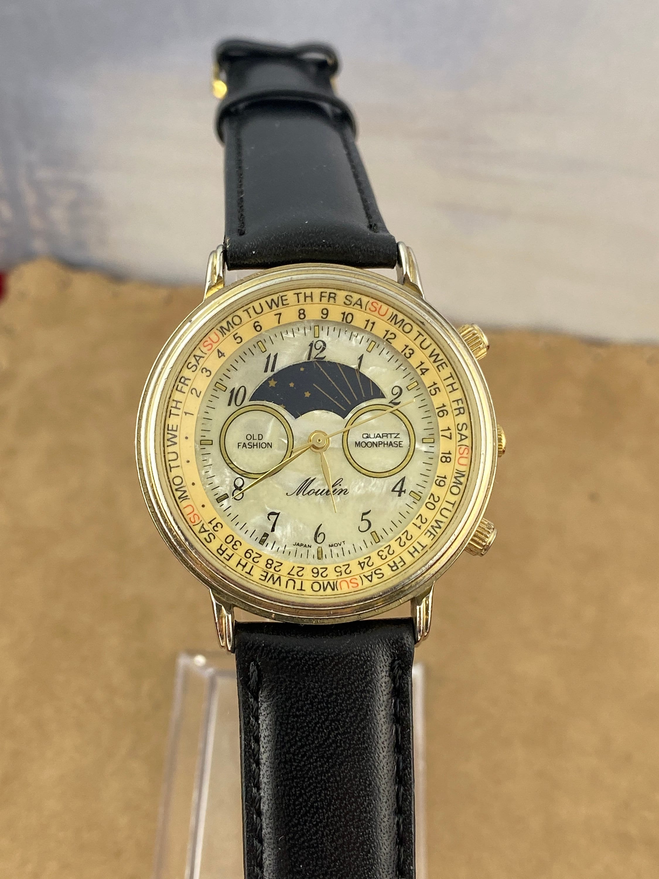 Vintage Moulin Moonphase Lunar Perpetual Calendar Moon Phase  display picture 3