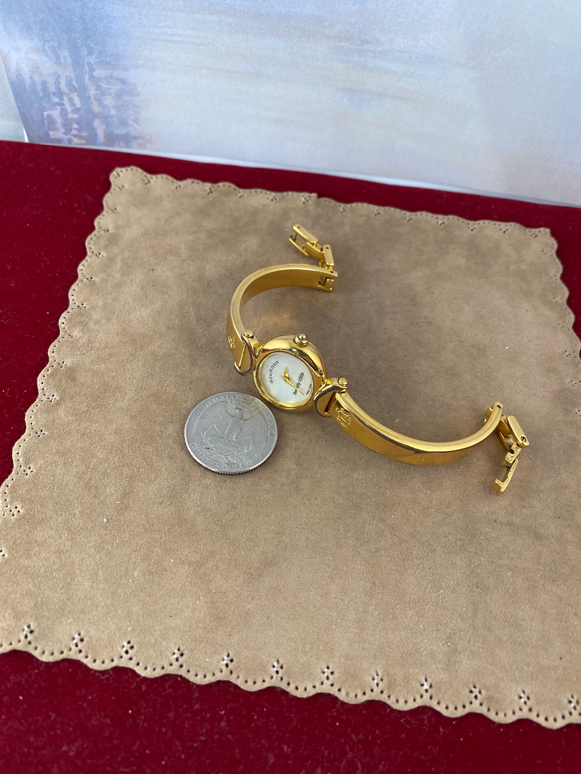 Vintage Giorgio Beverly Hills Swiss Watch: Gold Plated Cuff 
