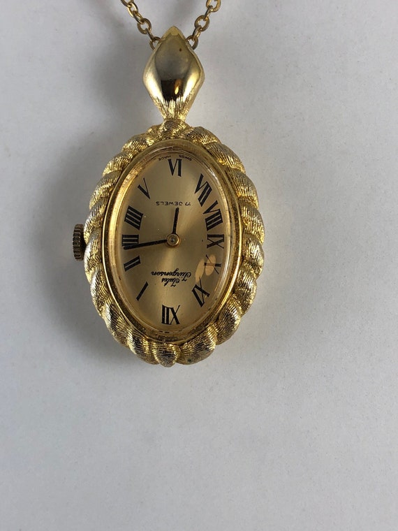 Vintage Jules Jurgensen Ladies Pendant Watch Gold… - image 1