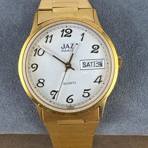 Vintage Jaz Paris Gold Plated Watch: French Designer Stainless Steel Bracelet