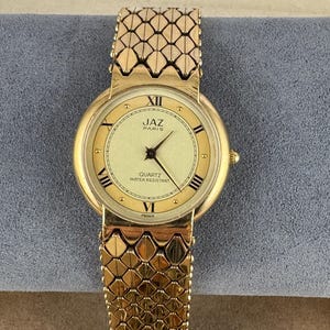 Vintage Jaz Paris Gold Plated Watch: French Designer Stainless Steel Bracelet