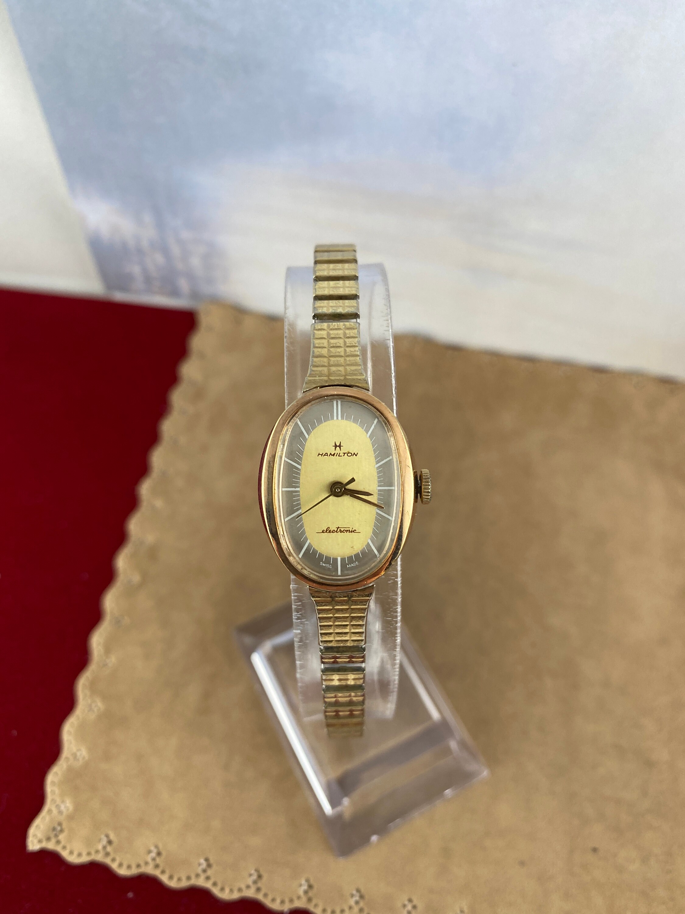 Vintage 1970 s Hamilton Electronic 10K GF Watch. Has a Silver and