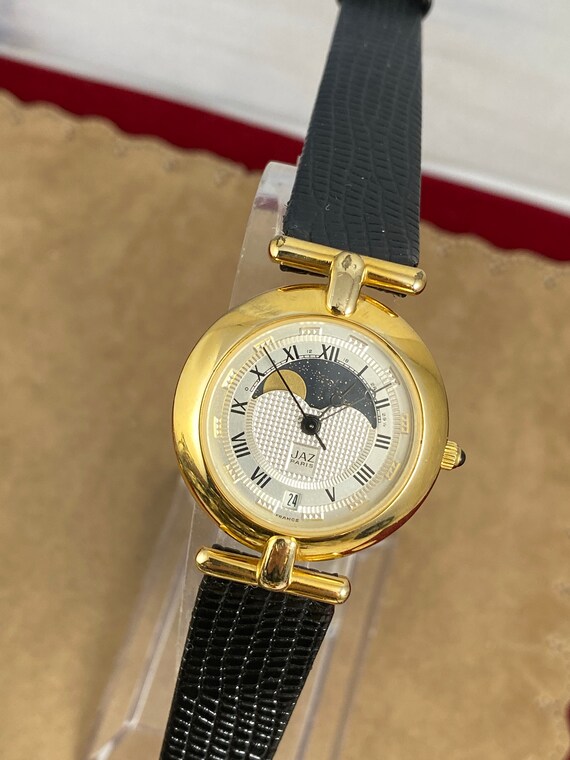 Rare Vintage Jaz Paris French Moonphase Designer Watch Roman