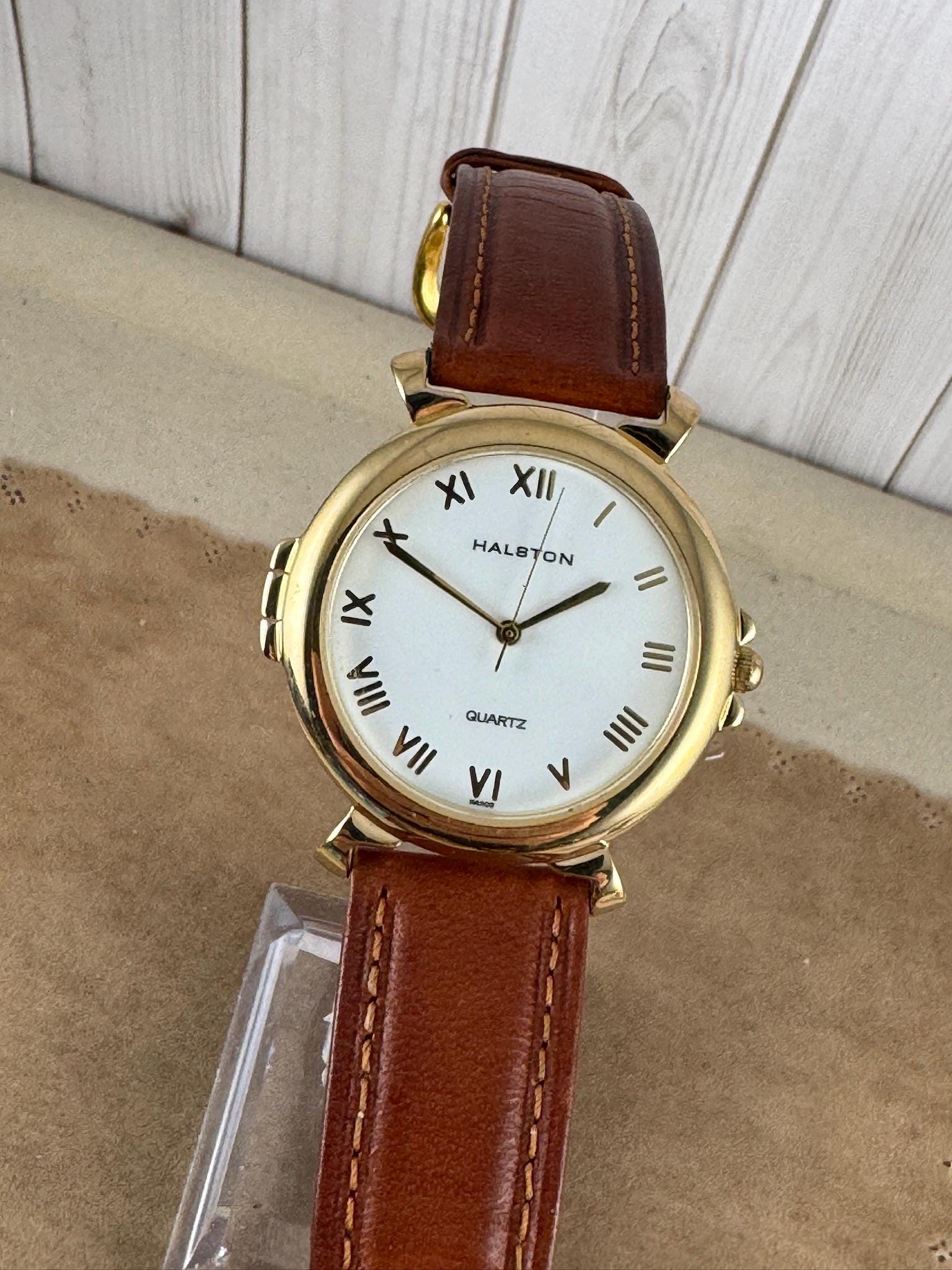 Gold-Tone Wrist Watch with Brown Band Analog Quartz Accutime women main image 3