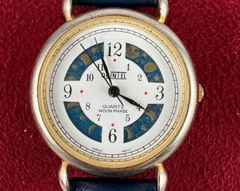 Vintage Quintel Quartz Rotating Quarter to Full Moon Phases Watch Vintage Quintel Moon Phase Watch: Rotating Celestial Dial  main image 3