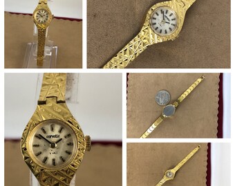 Very Rare Vintage Corvette 17 Jewels Swiss Made Gold Plated Watch Mich Brocaded Mechanical Hand Wind Watch