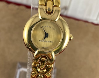 Vintage Giorgio of Beverly Hills Swiss Made 10 Micron 18K Gold Plated Luxury Watch 7 Inch Gold Link Bracelet Water Restraint Etsy Canada