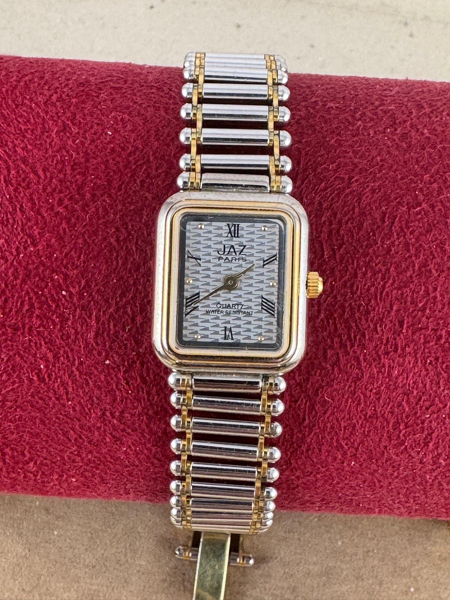 Vintage JAZ Paris Tank Watch: Two-tone Gold & Silver, Roman  display picture 1