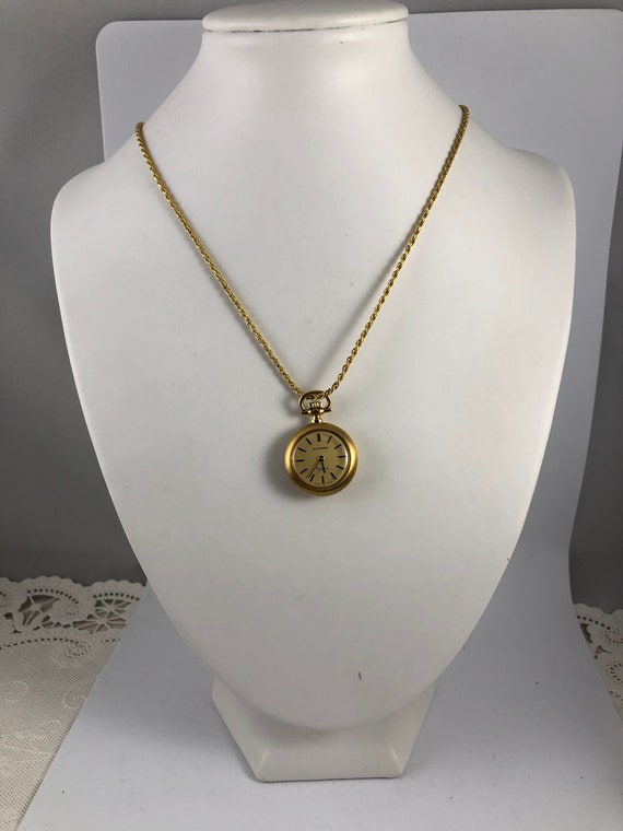 Vintage Bucherer Swiss Watch Necklace: Pink Rose Flower Pendant - Etsy