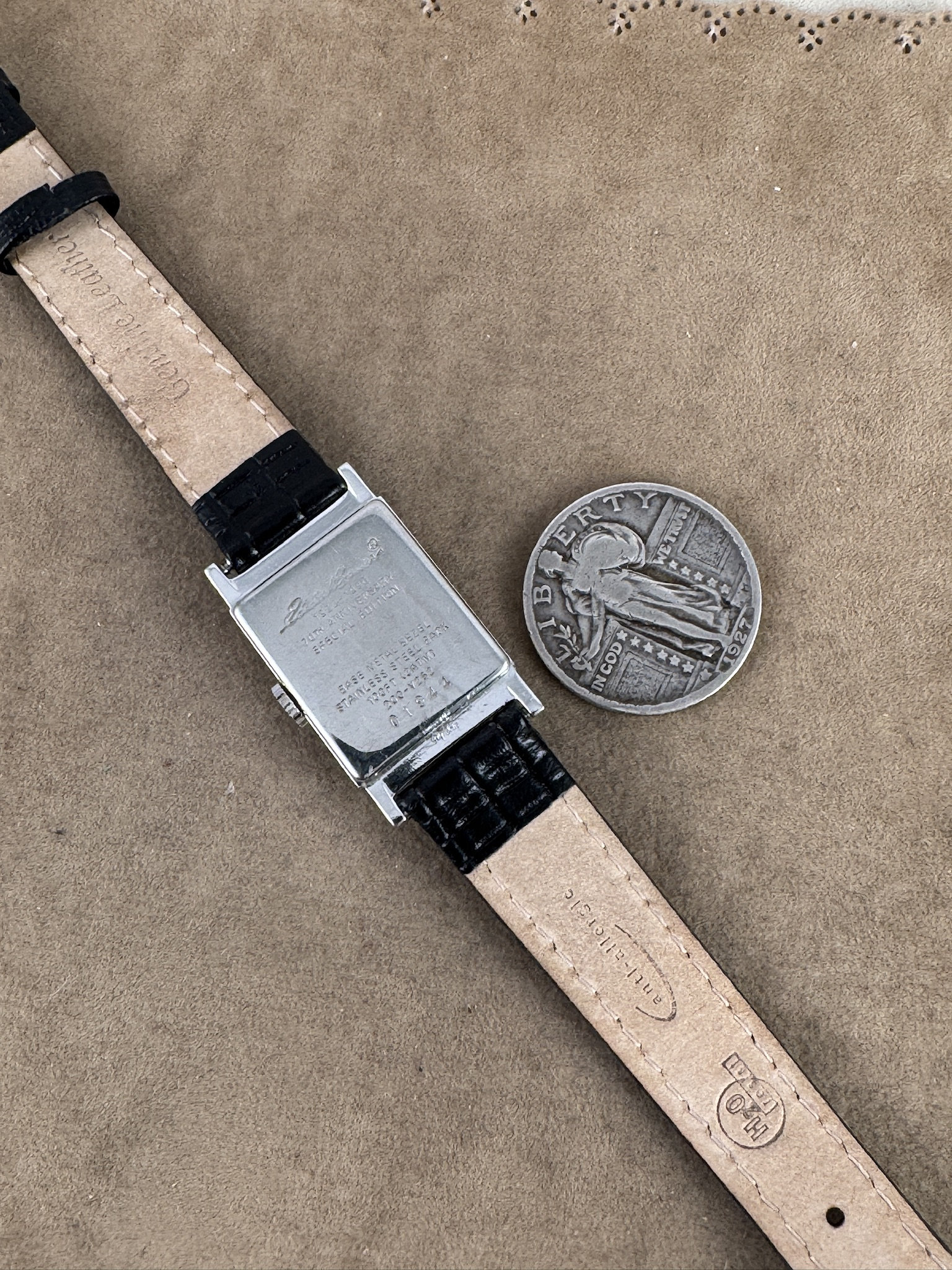 Vintage Eddie Bauer 70th Anniversary Tank Watch: Silver Tone