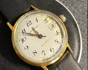 Vintage 1960s Bucherer Automatic Ladies Watch: Gold Plated, Swiss