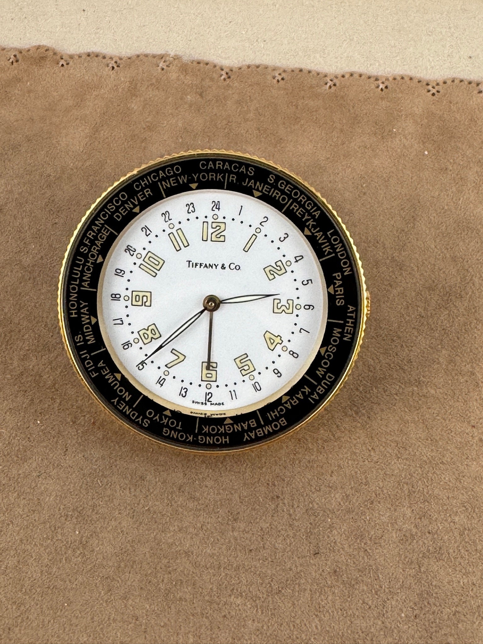 Orologio da tasca vintage Tiffany & Co. Sveglia. Movimento al quarzo di fabbricazione svizzera