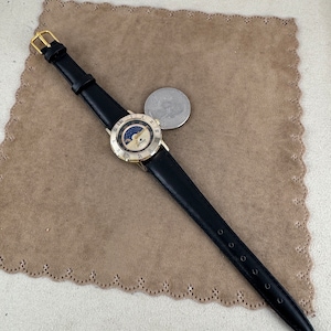 Vintage LA Express Gold tone moonphase watch with Roman Numerals image 5