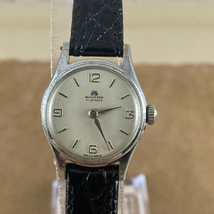 Vintage 1950&#39;s Bucherer 17 Jewels Ladies Wrist Watch Rhodium Plated