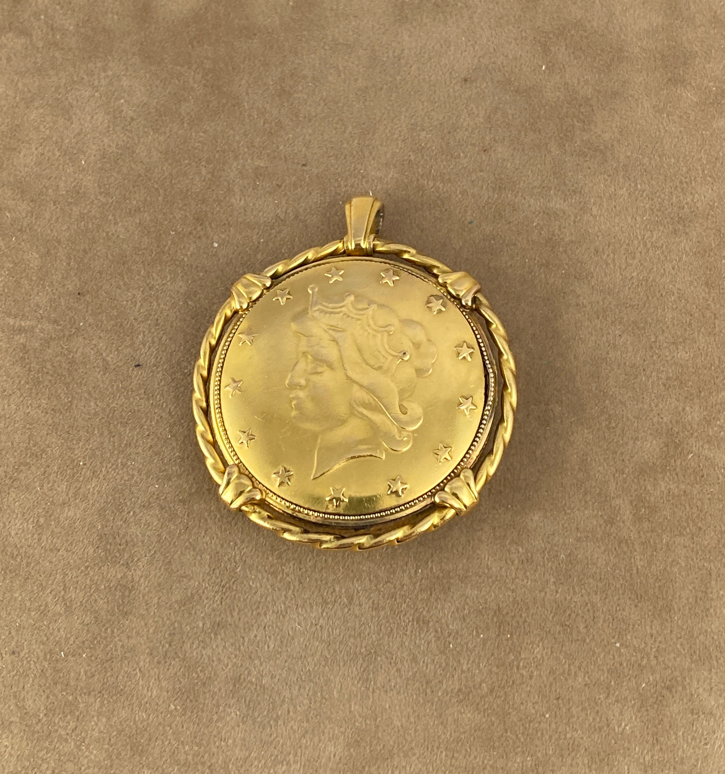Vintage Louvic Liberty Coin Pendant Watch: Swiss Made Gold Plated 