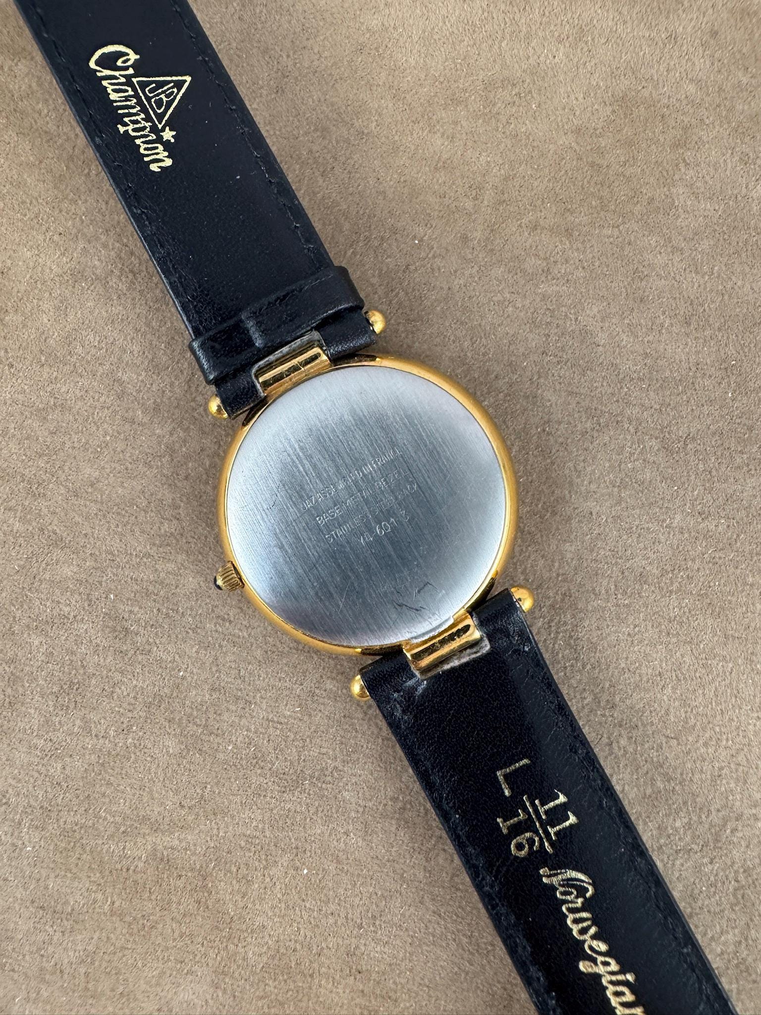 Vintage Jaz Paris Ladies French Designer Watch New Black Strap Vintage Jaz Paris Ladies Watch: Black Dial, Gold Accents  main image 4