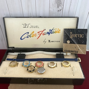 Vintage Louvic 21 Jewellery Uhren Set: Schweizer Uhr mit austauschbaren Blenden