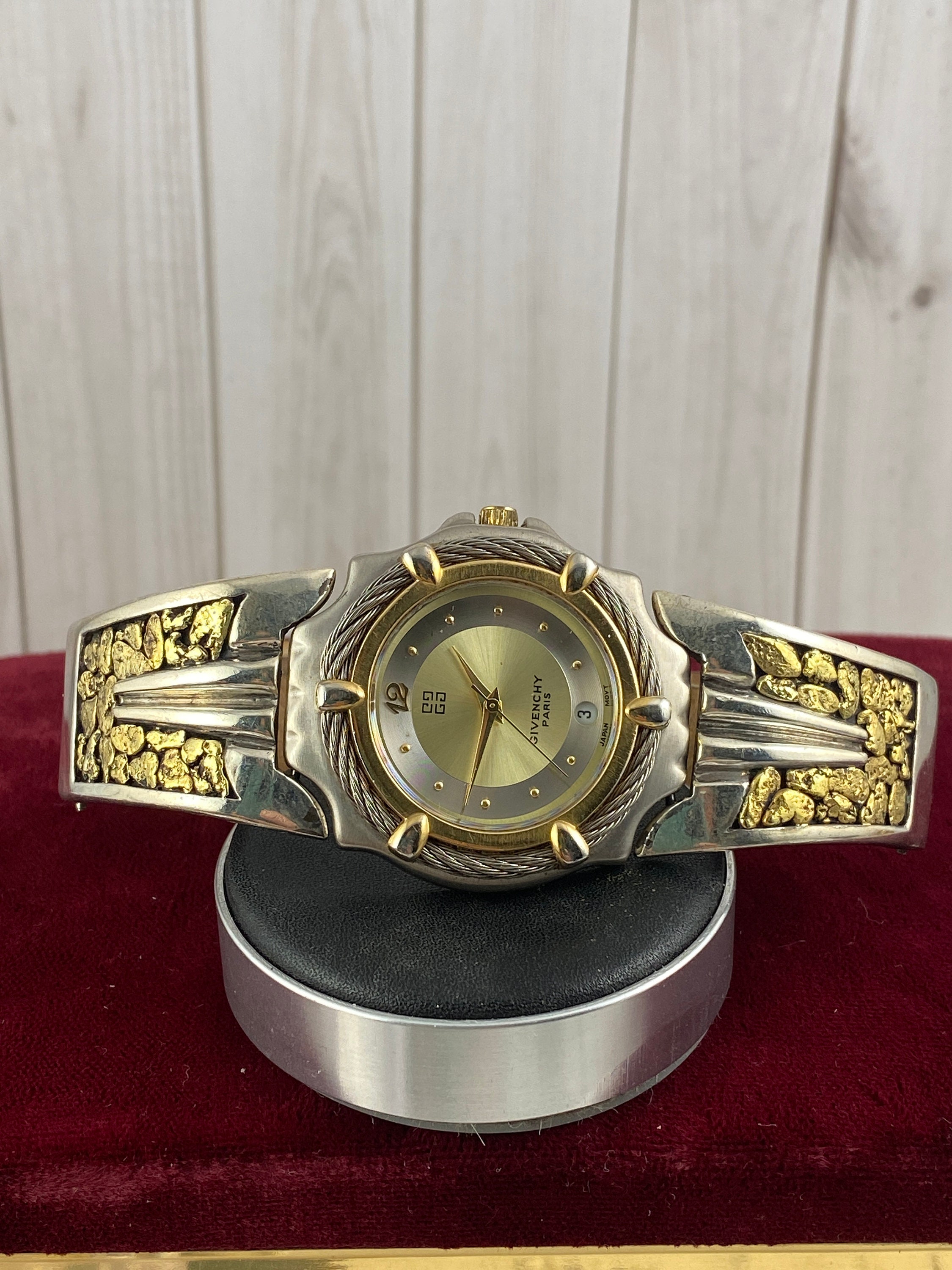 Brazalete de pepita de oro vintage Reloj Givenchy Paris Cable - Etsy México