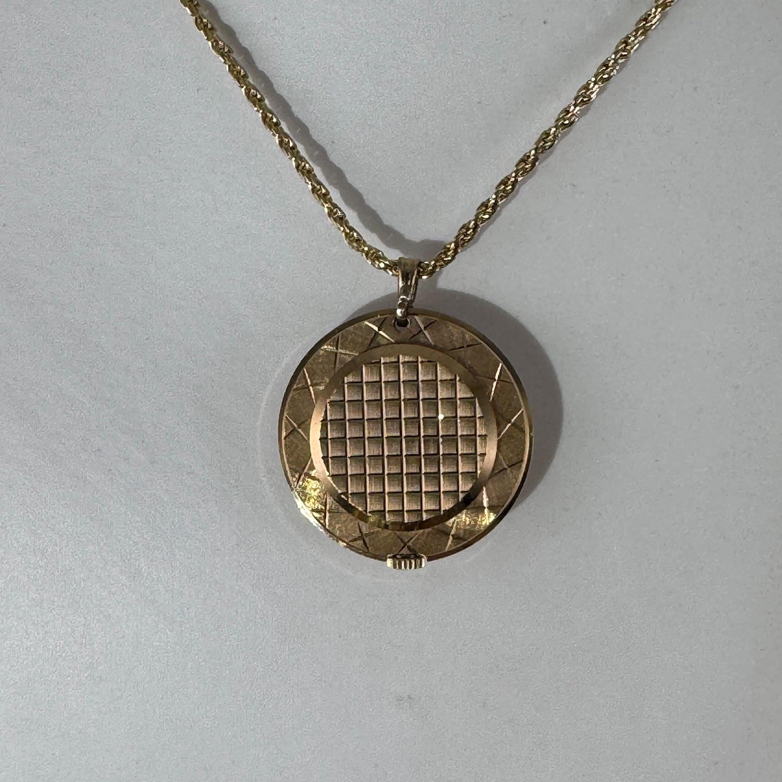 Vintage Bulova Pendant Necklace Mechanical Watch Fabulous Condition Vintage Bulova Pendant Watch Necklace: Gold Plated Brocade  main image 3