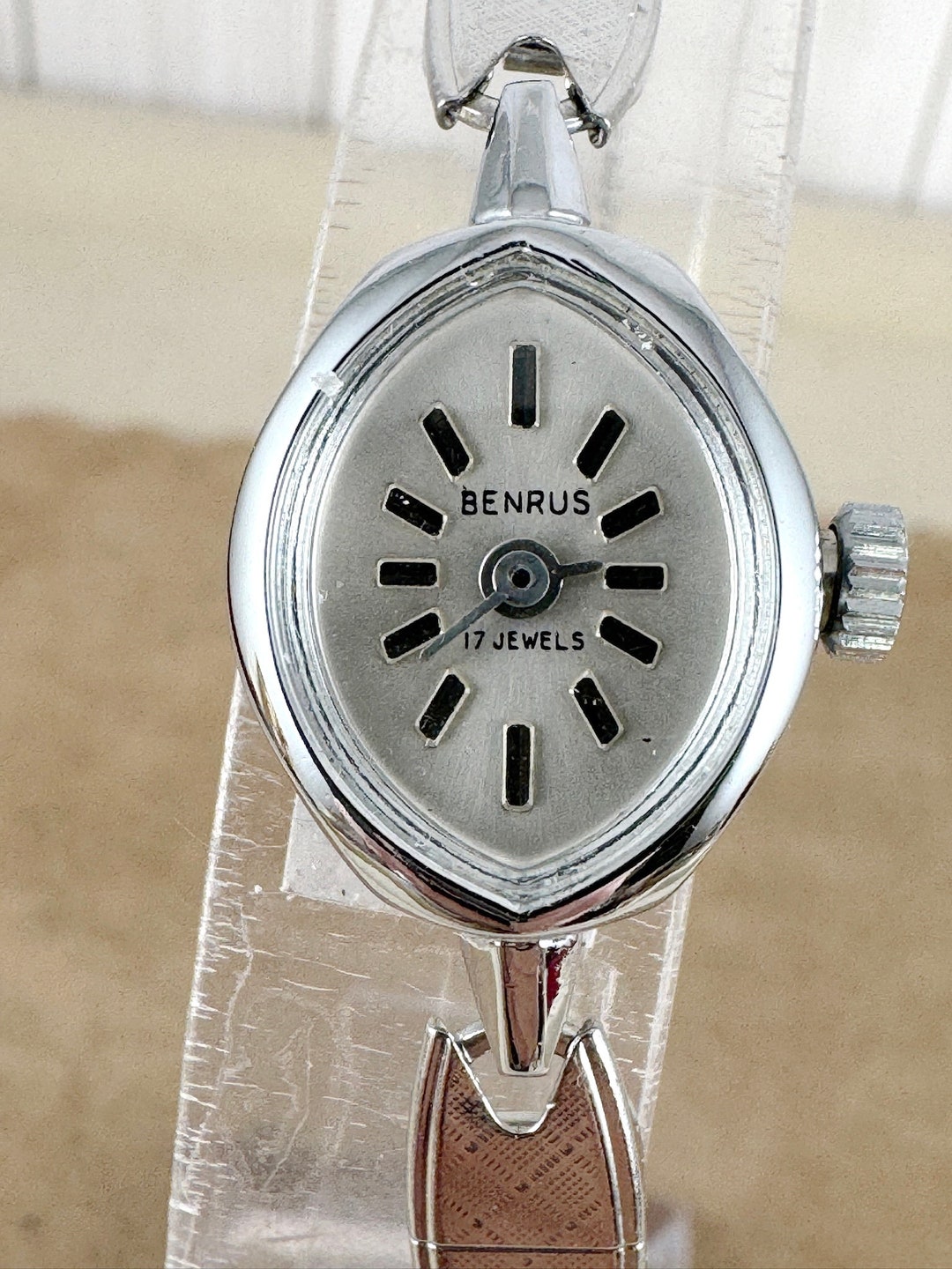Vintage Benrus 17 Jewel Movement Ladies Watch White Gold Plated With ...