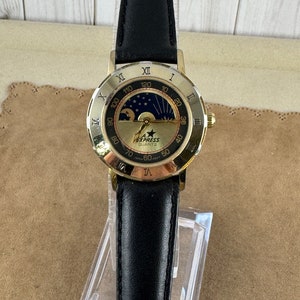 Vintage LA Express Gold tone moonphase watch with Roman Numerals image 2