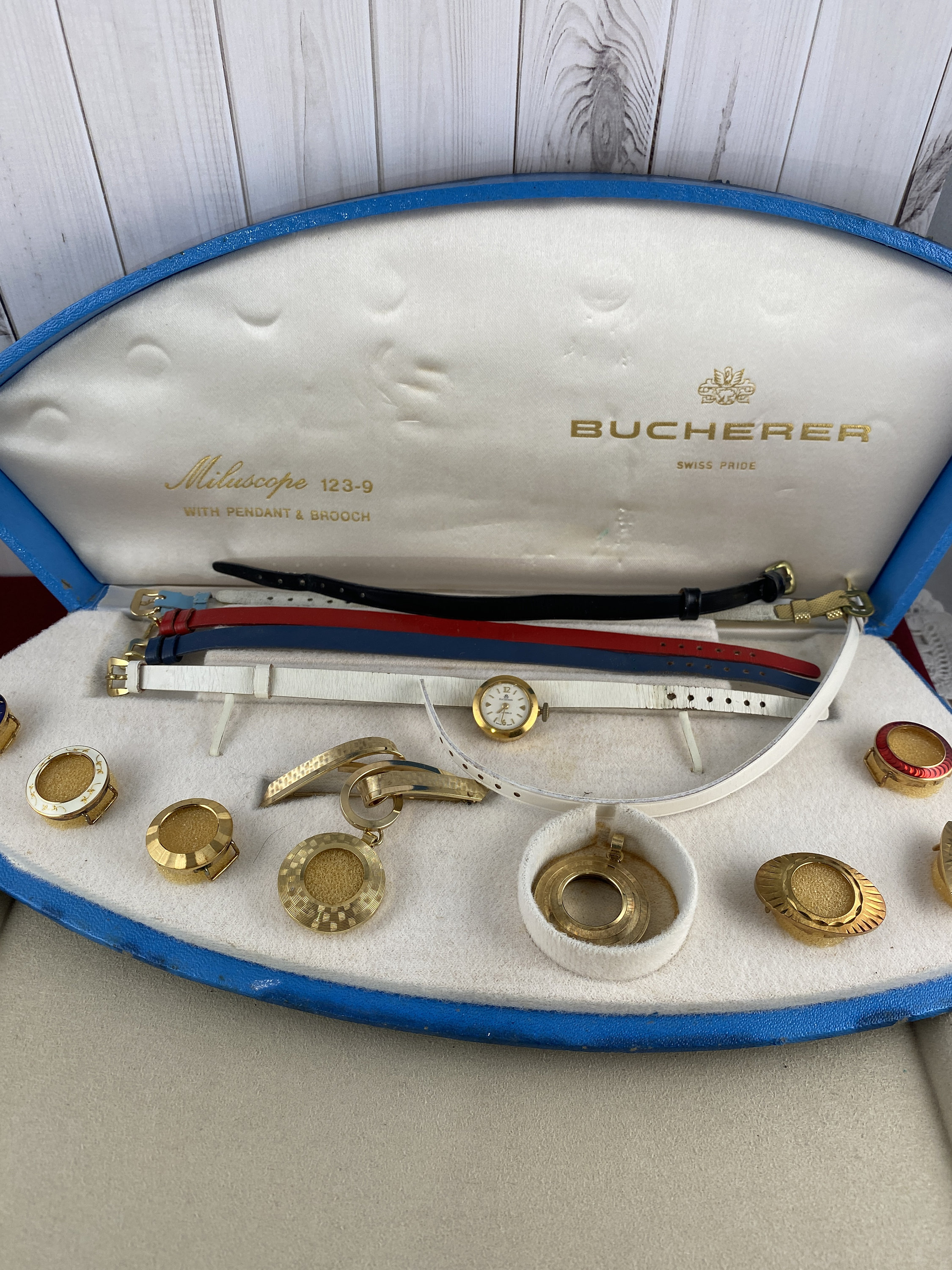 BUCHERER Incablock Swiss Gold Tone Watch Brooch Pin Bowel Mechanical Wind Up VTG BUCHERER BROOCH WATCH CA. 1960 - ECY Gallery main image 3