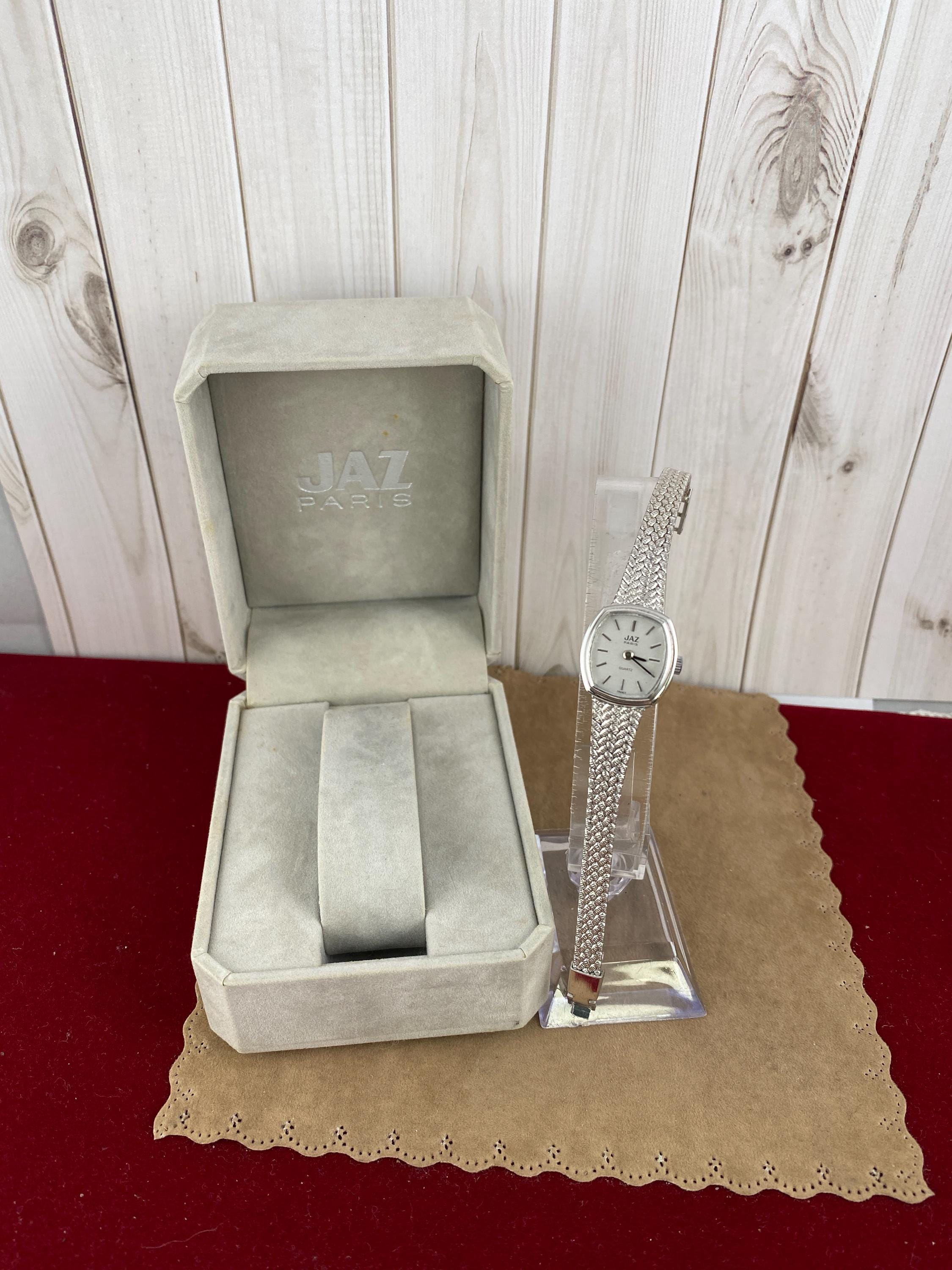 Vintage Jaz Paris French Designer Gold 18K White Gold Plated Watch Vintage Jaz Paris Watch, 18K White Gold Plated Mesh Bracelet  main image 3