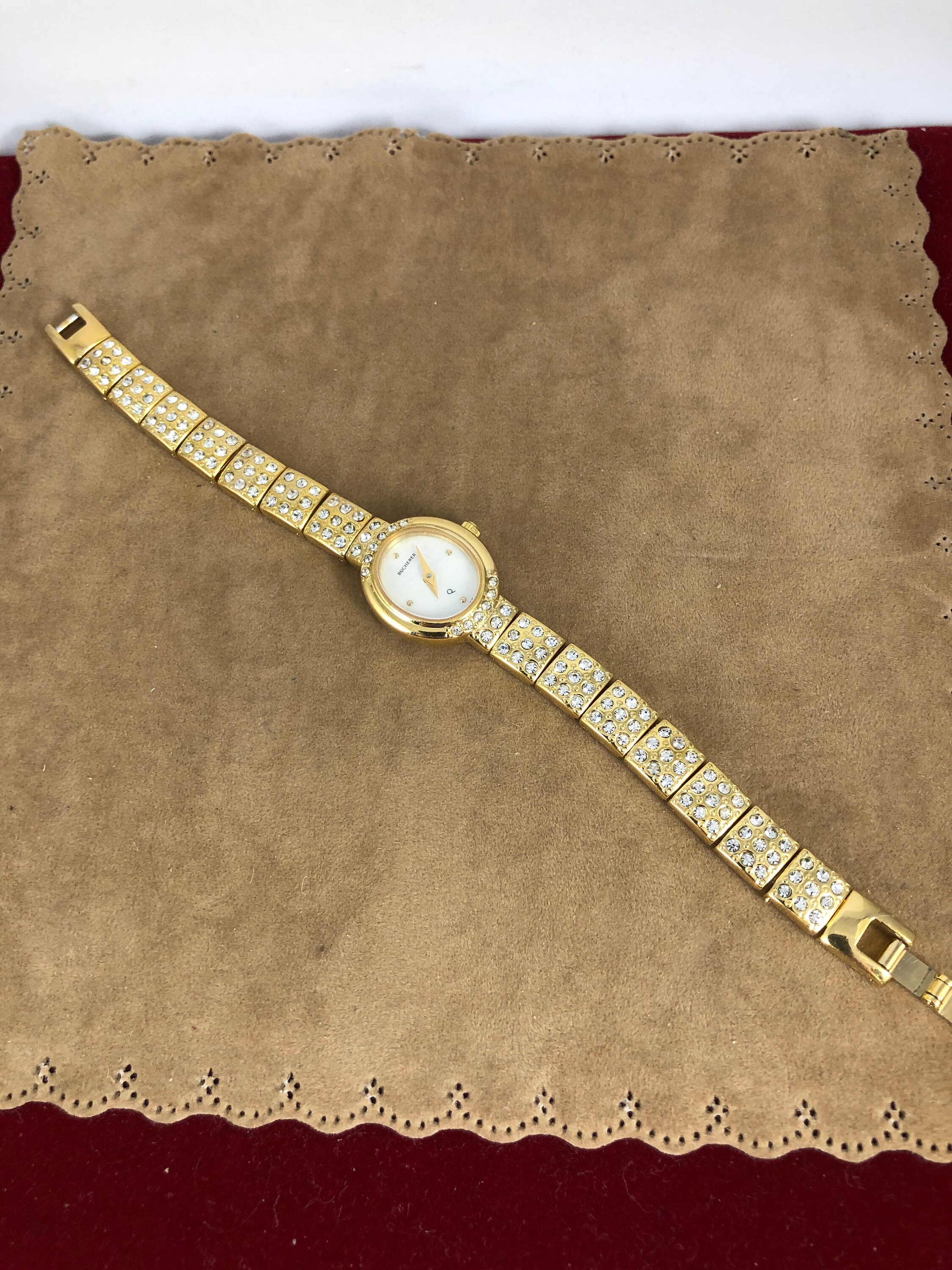 Vintage 1980's Bucherer Ladies Wrist Watch 18K Gold Plated
