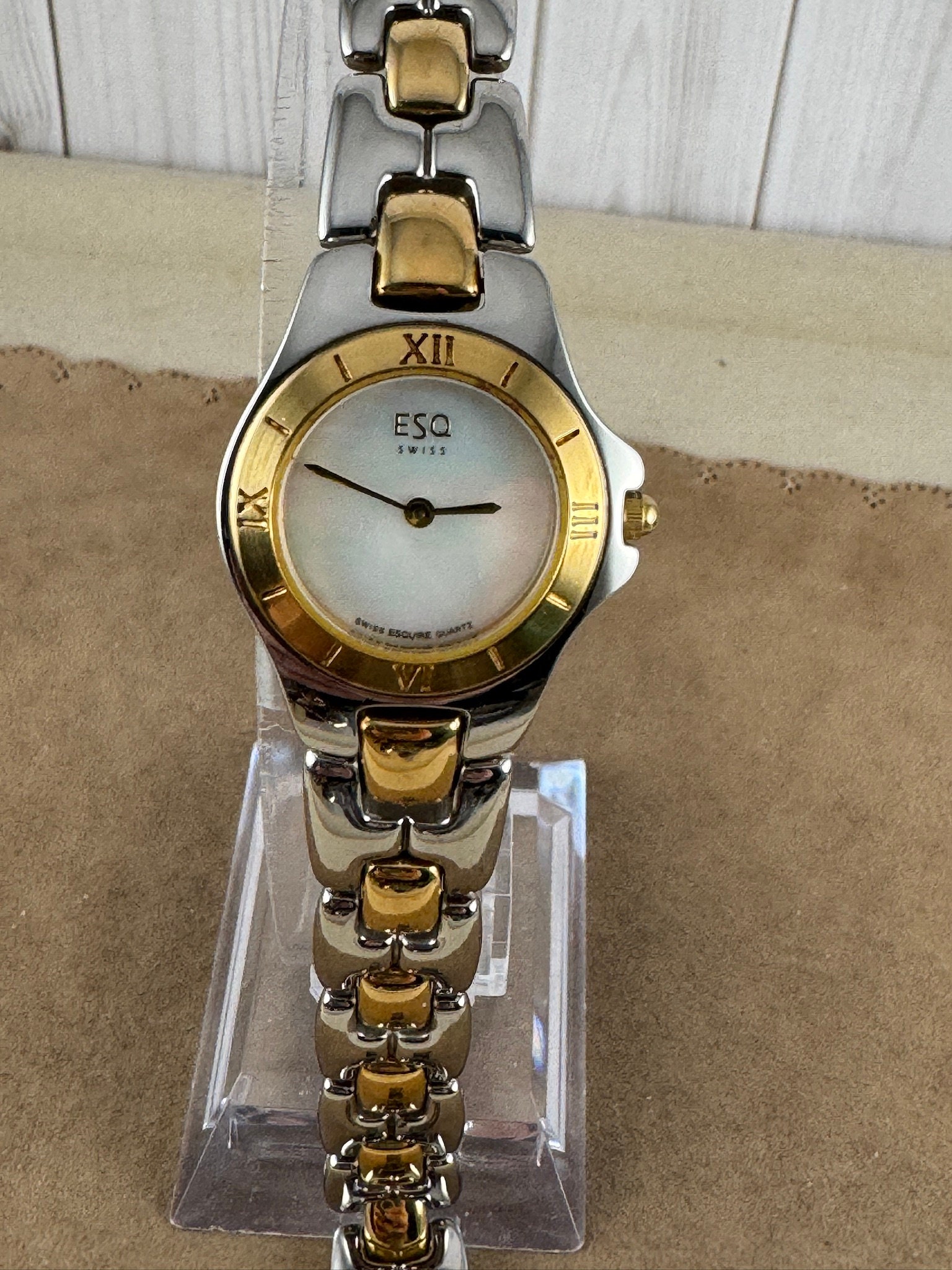 Vintage ESQ Movado Ladies Watch: Two-tone Stainless Steel 