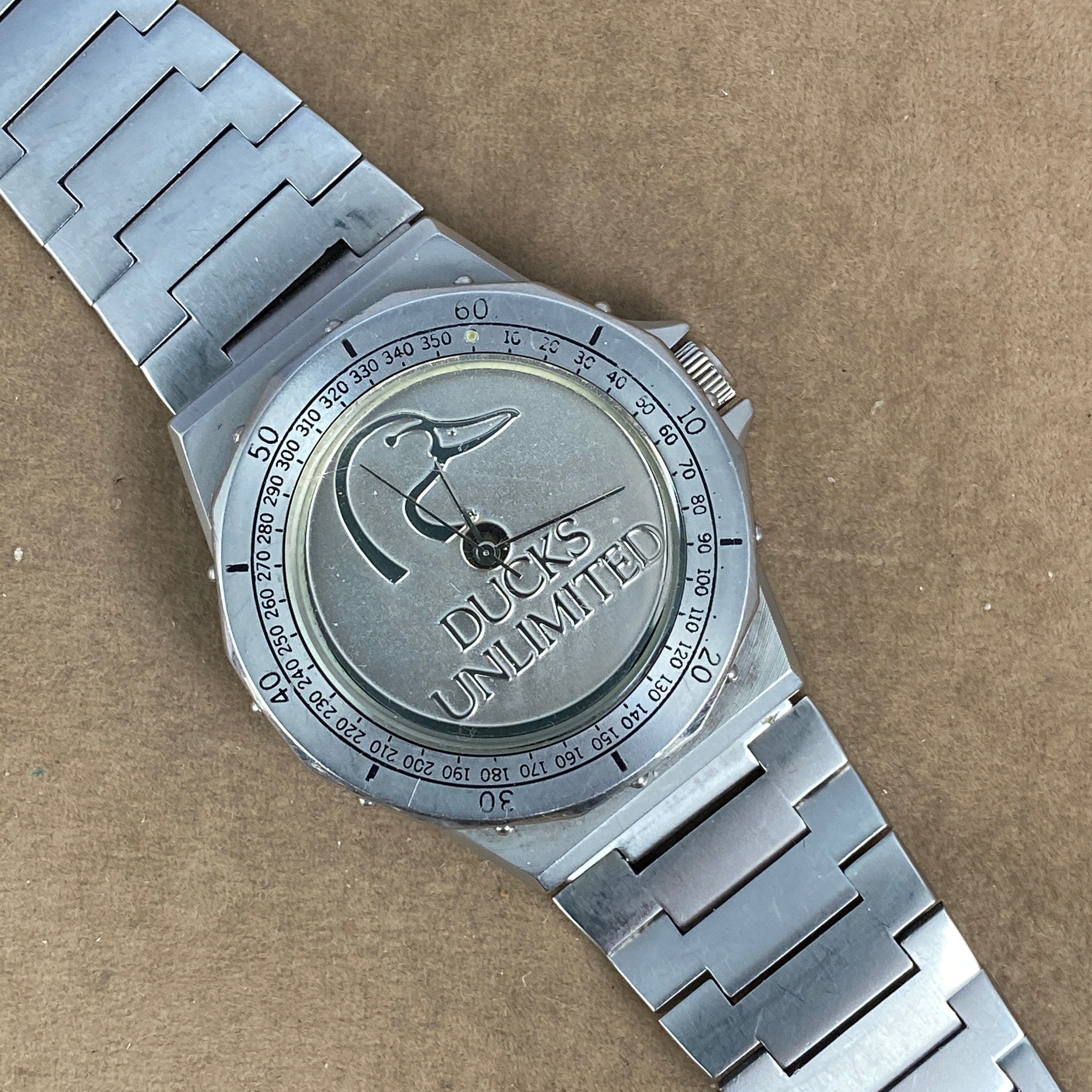 Vintage Ducks Unlimited Teluxwatch Sculpted With Duck Unlimited Logo in Dial Stainless Steel French Movement 7122107 109 Etsy