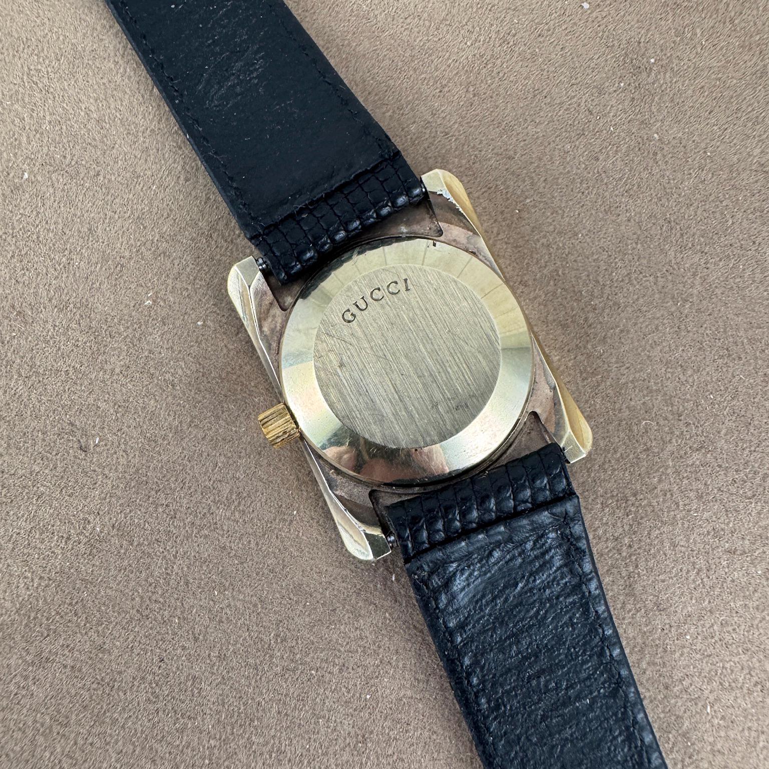 Vintage 1970s Gucci Watch: Sterling Silver Vermeil, Black  display picture 3