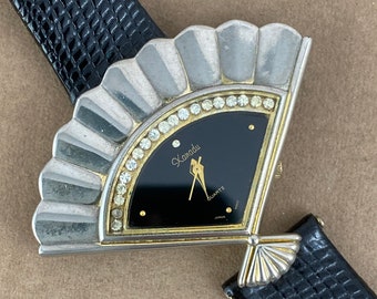 Vintage Extremely Rare Ladies Xanadu Sculptured Fan Crystal Watch
