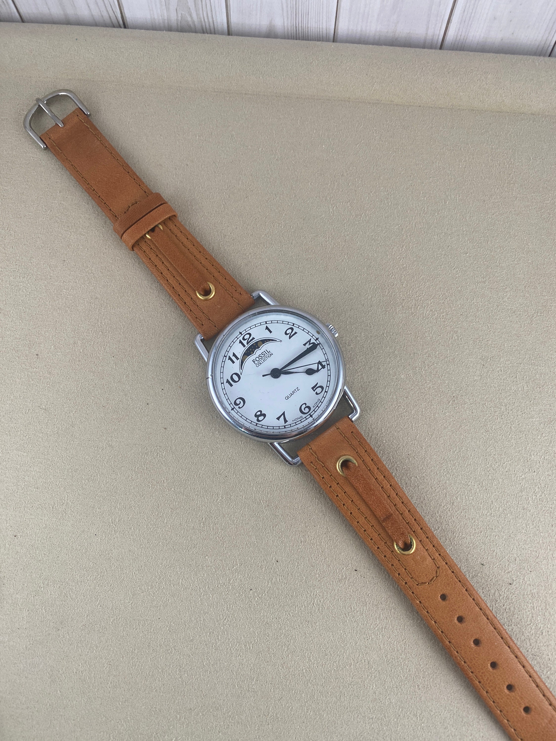 Vintage Very early 80’s Fossil Collection Moon Phase Watch Vintage 1980s Fossil Collection Moon Phase Watch: Stainless  main image 2
