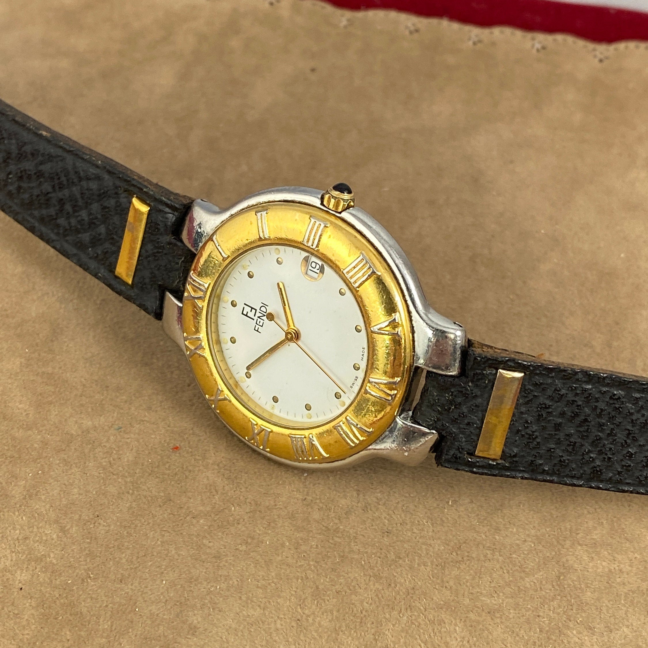 Vintage Fendi Watch Two Tone Gold and Stainless Steel Watch White