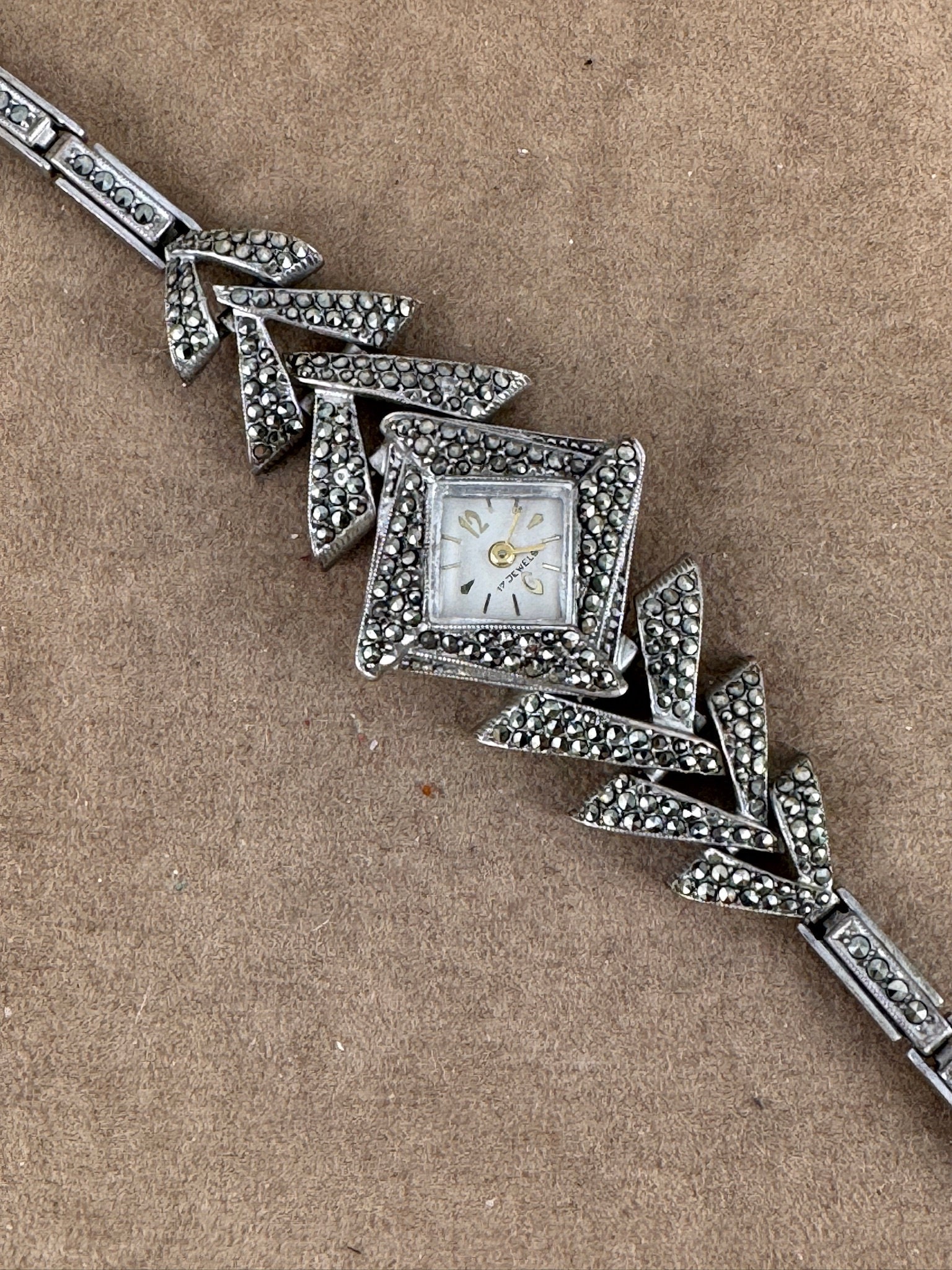 Vintage Marcasite Ladies Watch: 1920s Diamond Quartz Sterling Silver Bracelet Vintage Bocco Sterling Silver Marcasite Lady Watch - Etsy main image 3