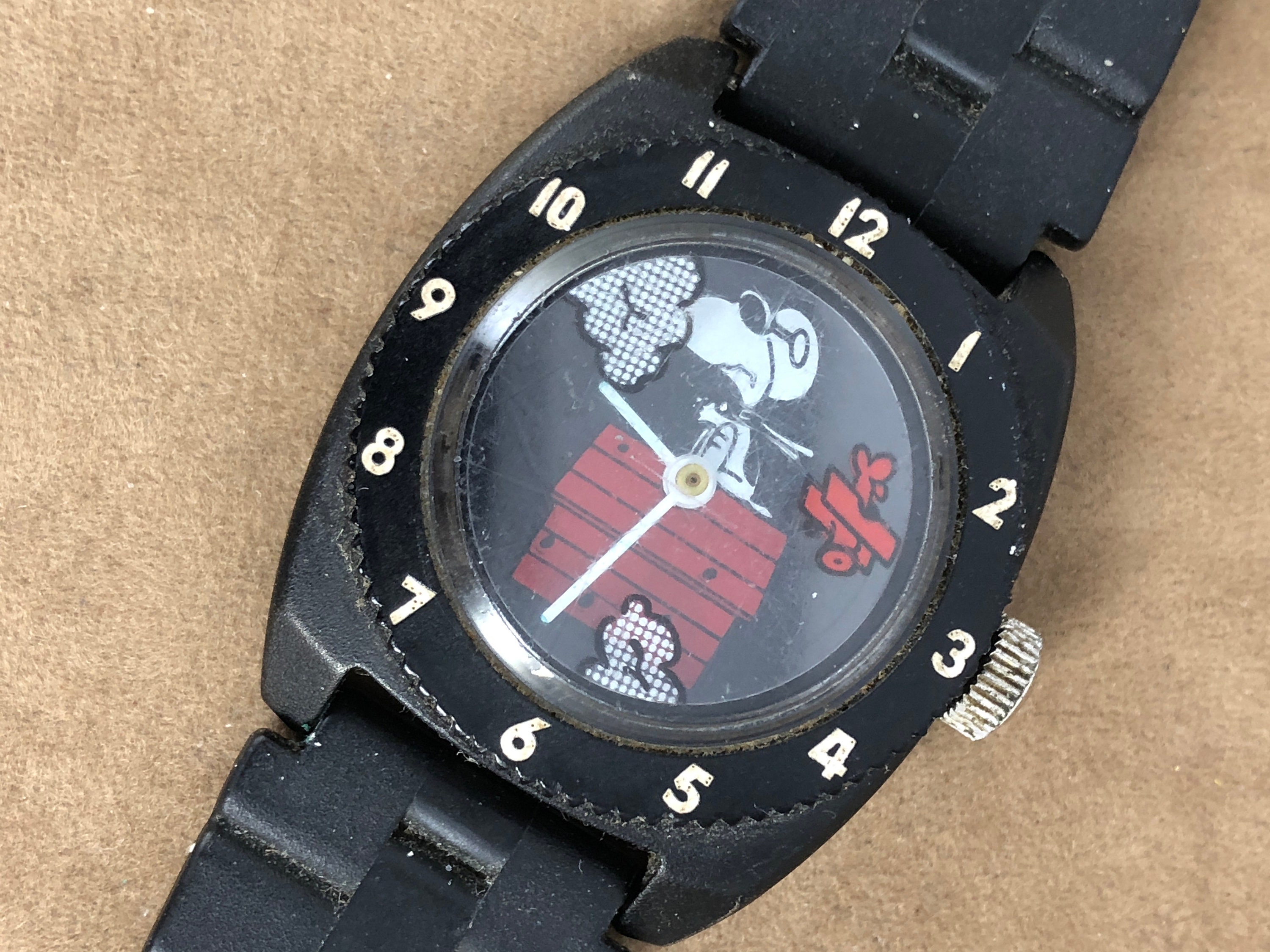 Vintage RARE Original Snoopy and the Red Barron Flying Ace Watch Licensed in 1965 American Syndicate Peanuts. Red Biplane and Cloud Rotates Etsy