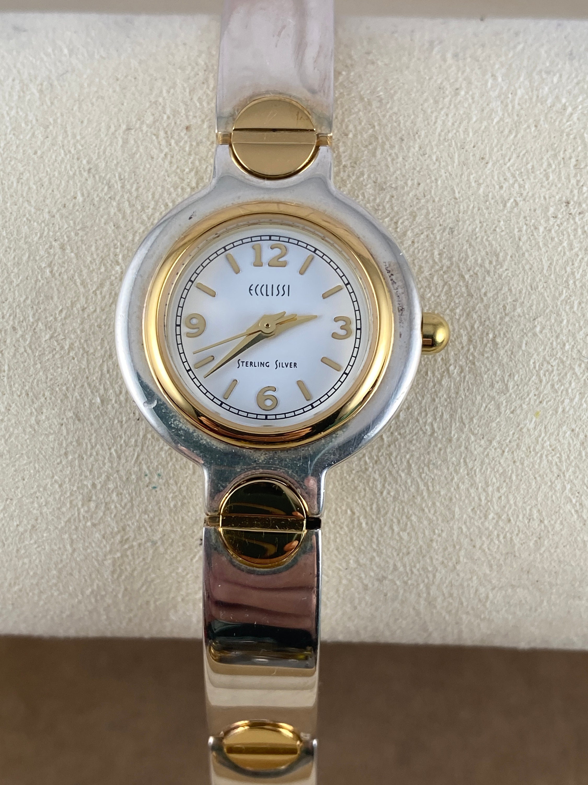 Vintage Ecclissi 925 Sterling Silver Watch With Gold Bolts Links Infinity Bracelet Etsy UK