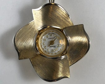 Montre Bracelet Femme Lucerne Vintage - Mécanique à Remontage Manuel, Cadran Doré, Cuir Marron