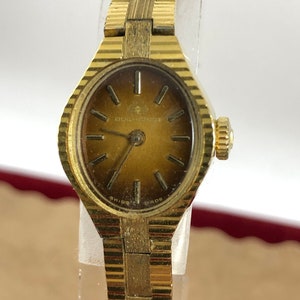 Vintage Bucherer Ladies Watch: 1950s Swiss Gold Plated Enamel Dial