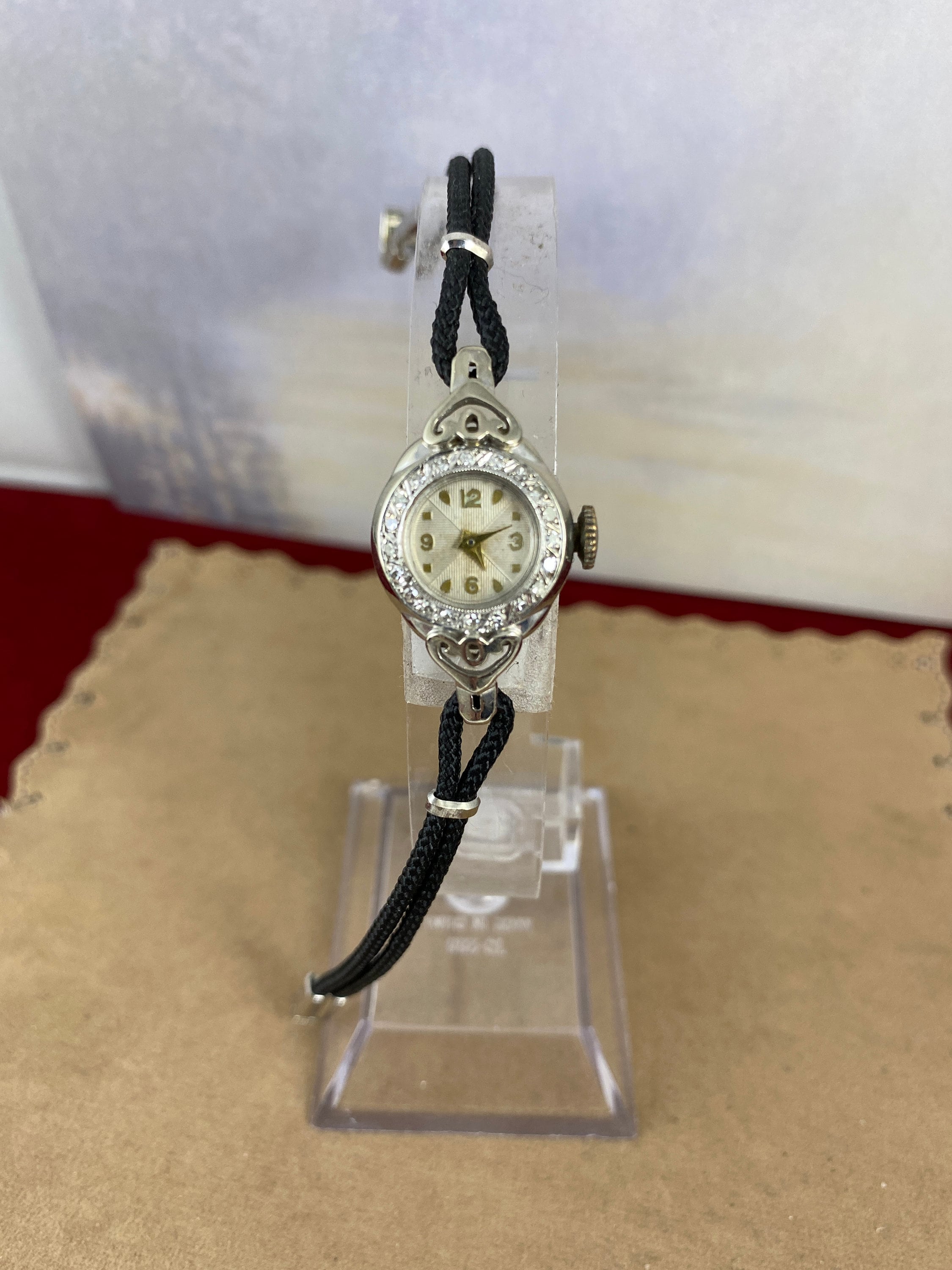 Vintage Custom 14K White Gold Swiss Diamond Watch Gorgeous 14K White Gold and Diamond Wittnauer 17 Jewel Swiss  main image 2