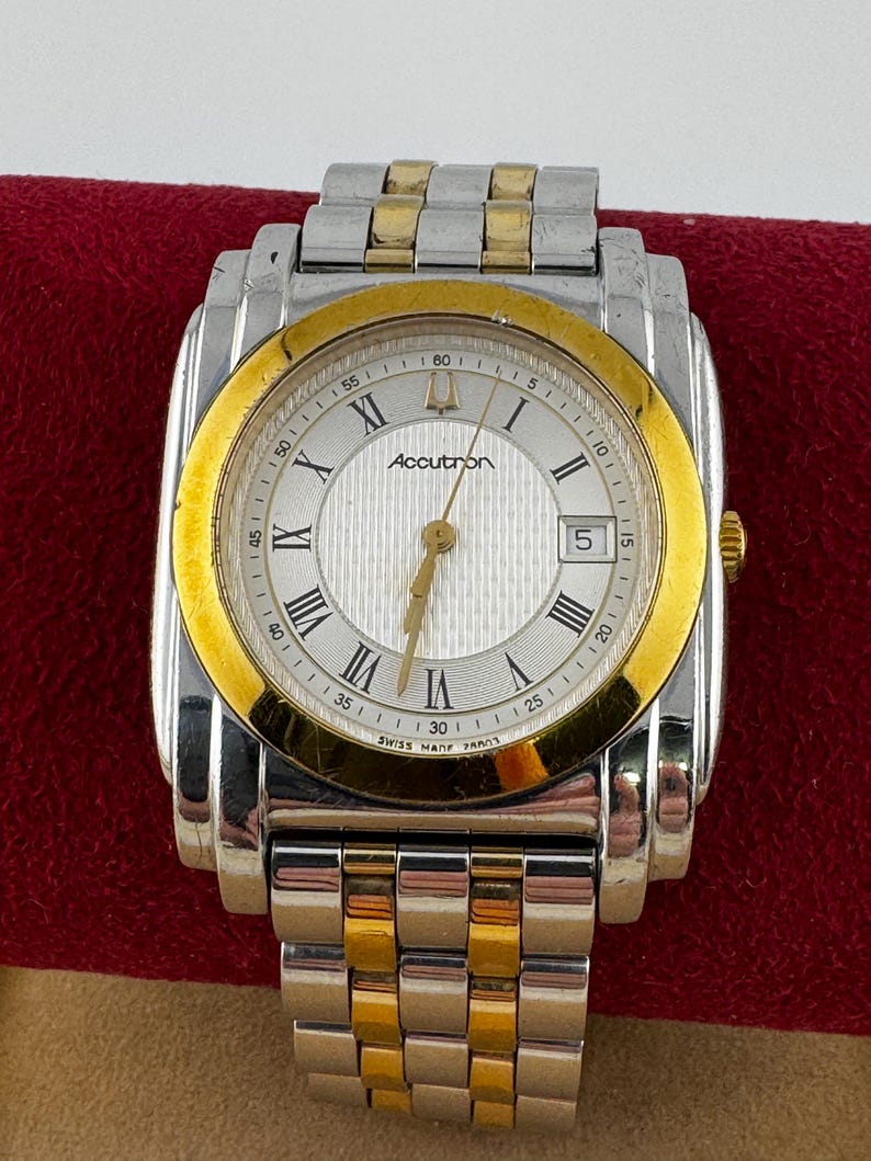 Vintage Accutron Bulova Two-tone Gold Stainless Steel Watch: Swiss Made ...