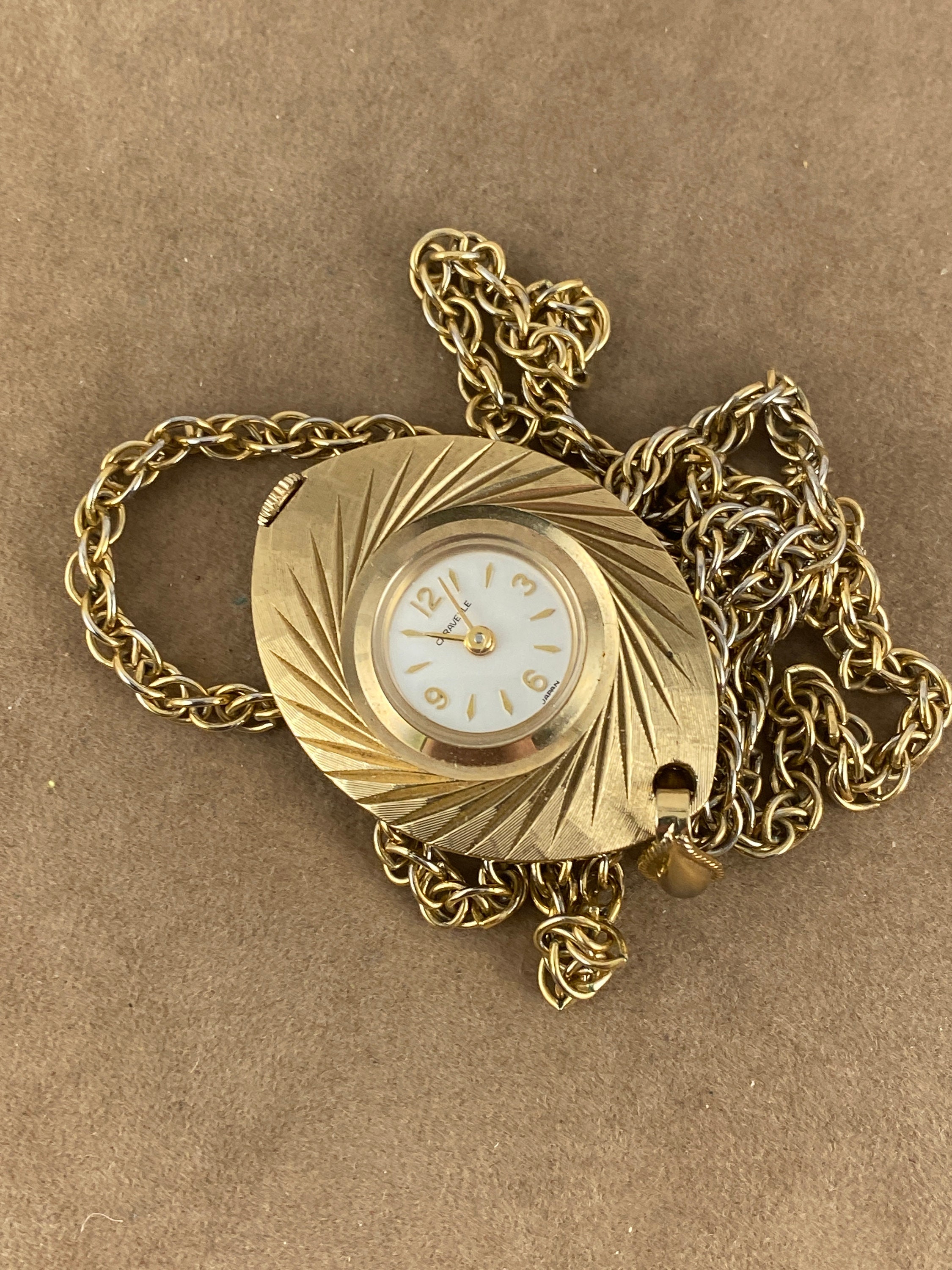 【SALE／60%OFF】 Gold Jewel 7 Caravelle Vintage Tone Oval in Watch Pendant その他