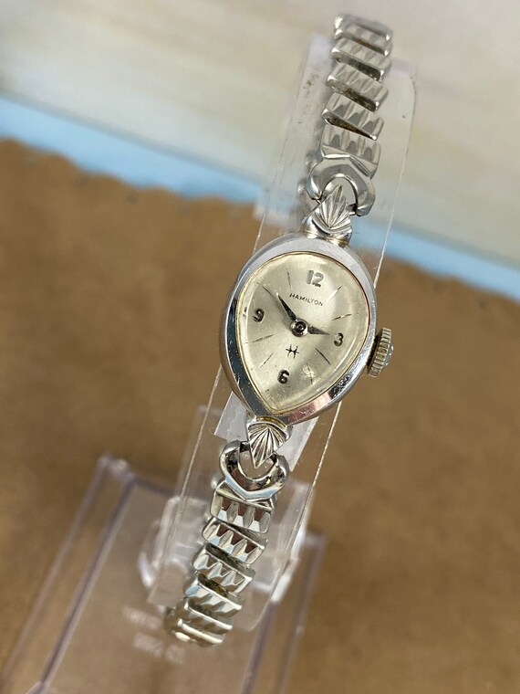 Vintage Hamilton 10K White Gold Filled Watch: Pear Shaped  display picture 3