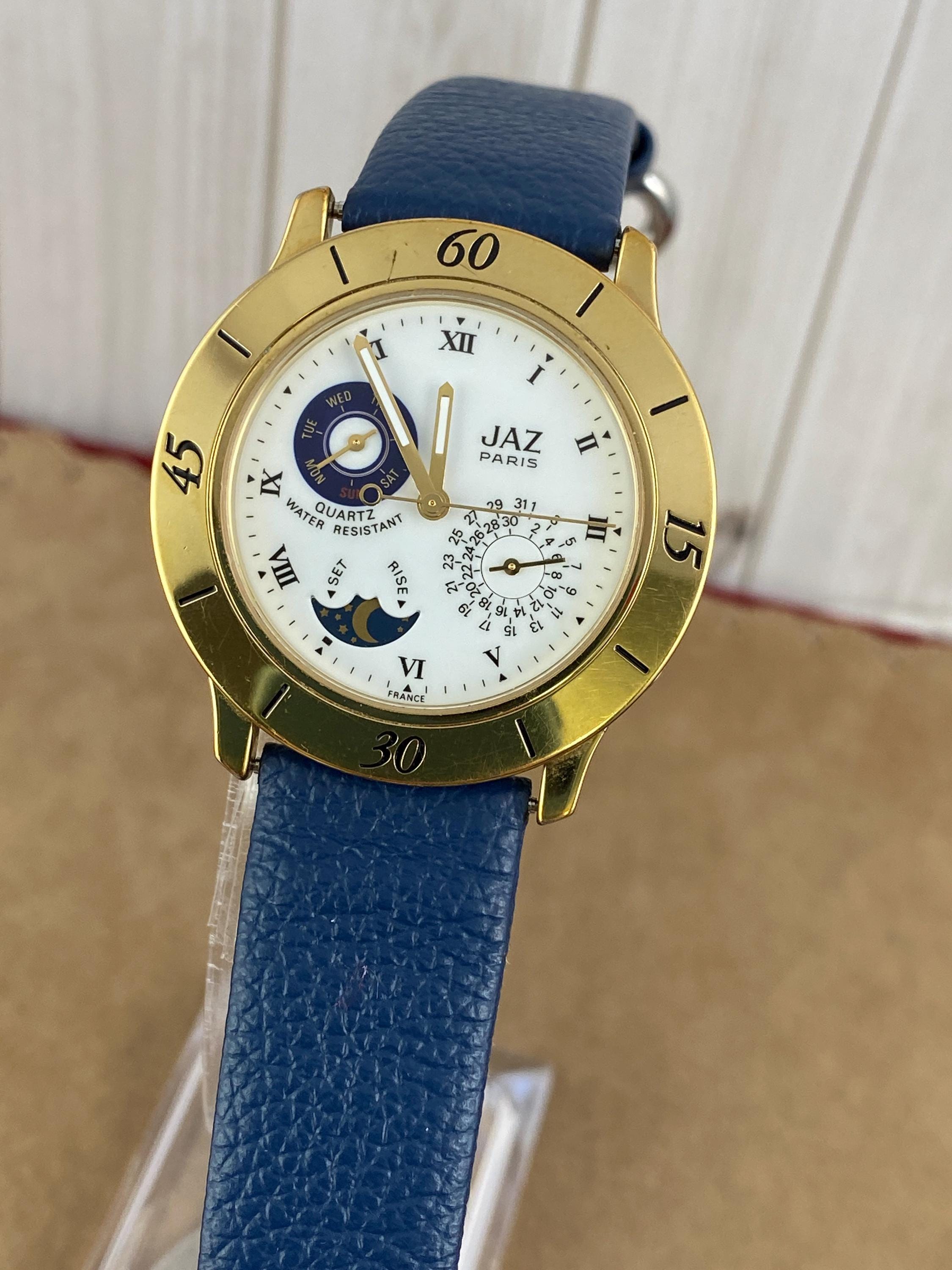 Vintage JAZ Paris French Moon Phase Watch Jaz Paris Moon Phase Quartz watch N45W6T stainless Steel  main image 2